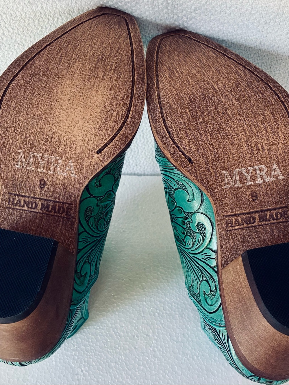 Myra Bag Turquoise Floral Tooled Leather Ankle Booties - Picture 15 of 16